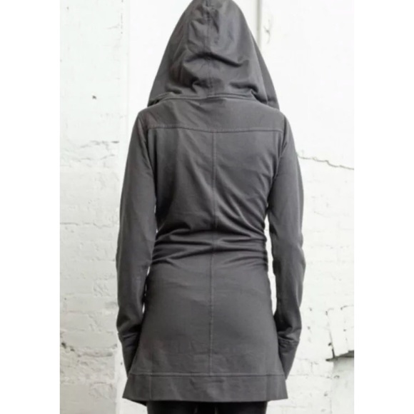 Nicholas K x Free People Sils Med Gray Black Velvet Hooded Wrap Cardigan Jacket - Picture 5 of 10